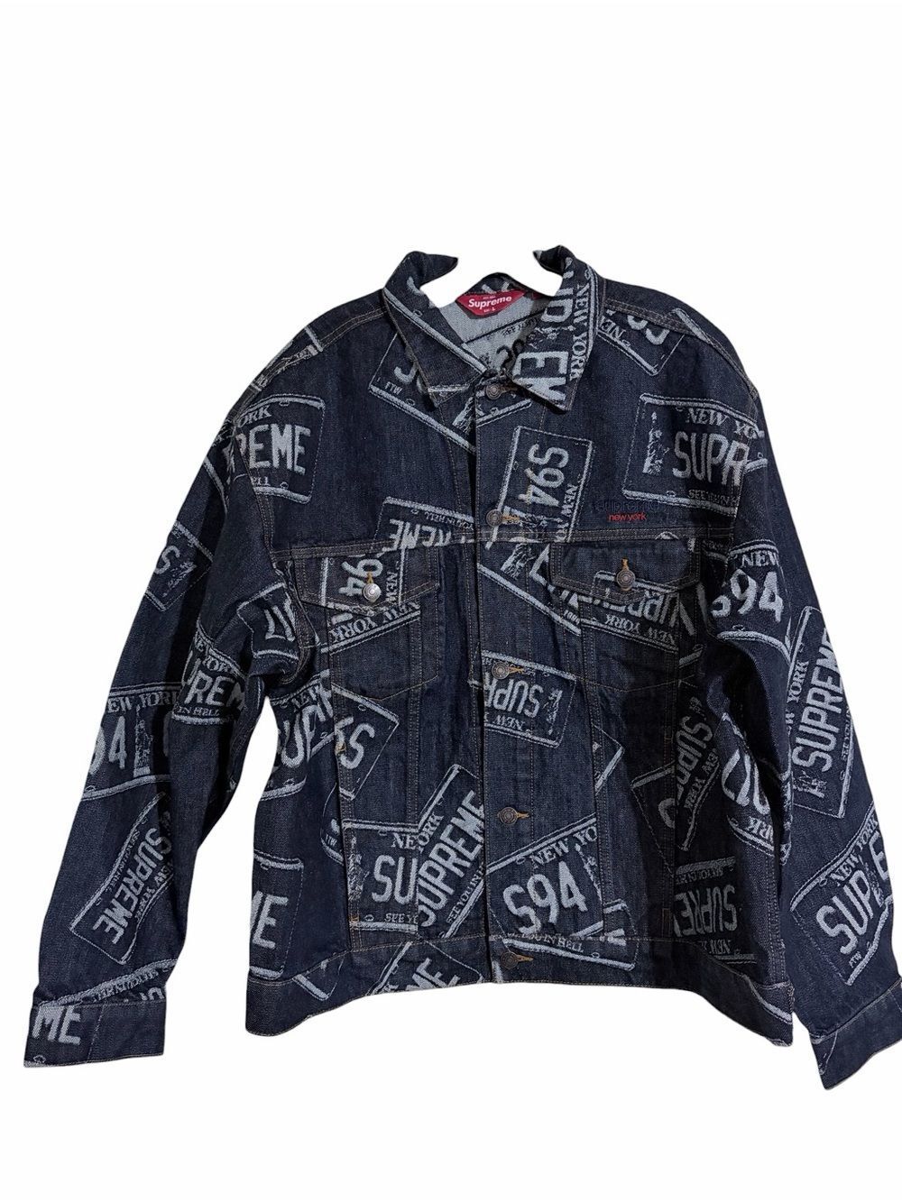 Supreme License Plate Denim Trucker Jacket (SS26) Sz-Large
